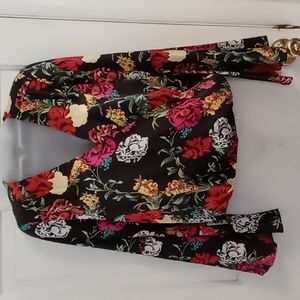 Guess black floral long sleeve blouse size small.